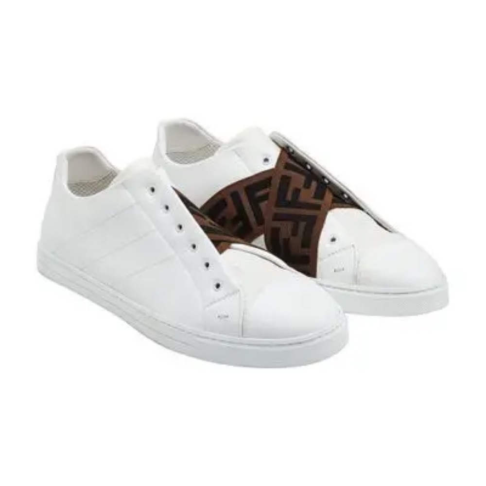 Fendi White and Brown Sneakers